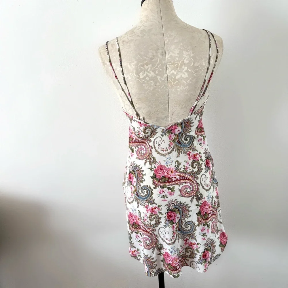 Vintage 90s Victoria’s Secret paisley satin slip dress negligée gold label small